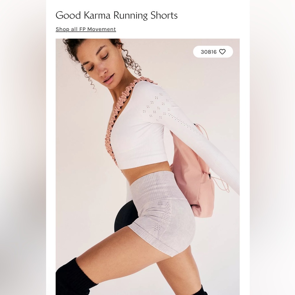 Free People! FP Movement Good Karma Running Shorts in Ice Grey NWOT! - Picture 3 of 3